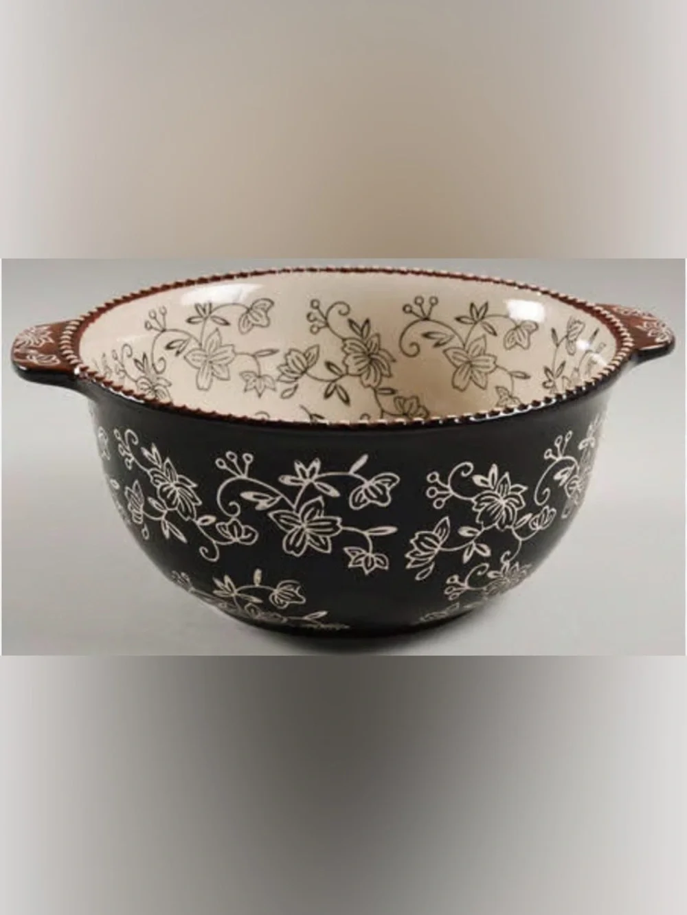 Floral Lace Black by TEMP-TATIONS 4 Qt Handled Bowl